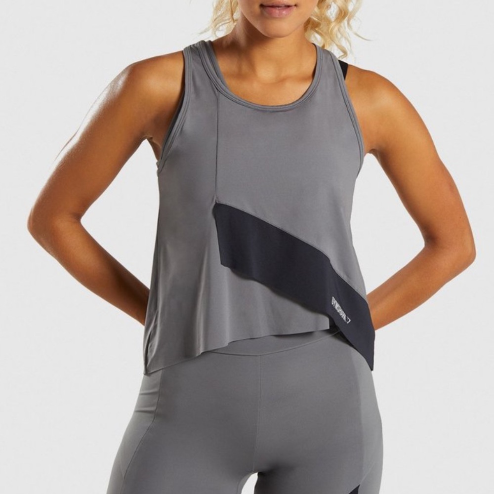 Gymshark Asymmetric Vest in Smokey Grey/Black